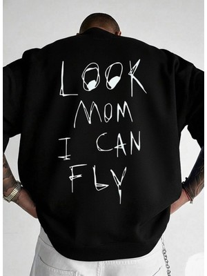 Lorvex Unisex Oversize Bisiklet Yaka Sweatshirt Look Mom Baskı