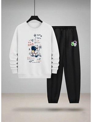 Lorvex Sweatshirt-Eşofman Çocuk Takım Bisiklet Yaka Nasa Matematiği Baskılı 3 Iplik Şardonlu