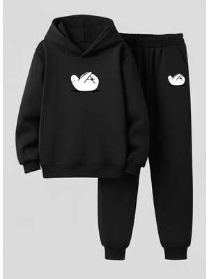 Lorvex Sweatshirt-Eşofman Takım Çocuk Kapüşonlu Şımarık Çocuk Baskılı 3 Iplik Şardonlu
