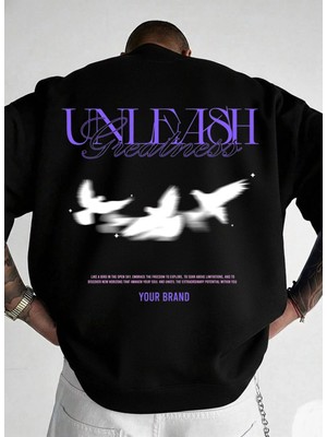 Lorvex Sweatshirt Oversize Unısex Bisiklet Yaka Unleash Baskılı