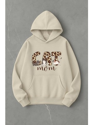 Lorvex Cat Mom Baskı Oversize Sweatshirt