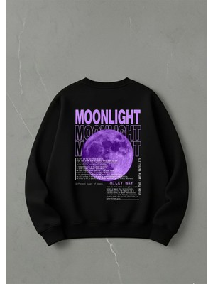 Lorvex Unisex Oversize Bisiklet Yaka Sweatshirt Moonlıght Baskı