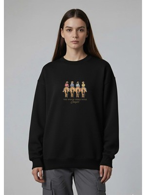 Lorvex Kadın Oversize Bisiklet Yaka Sweatshirt The World Needs Baskılı