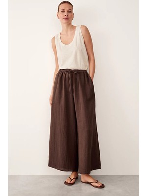 The White Company Keten Karışımlı Geniş Paça Kadın Plaj Pantolonu