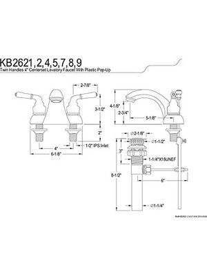 Brass KB2628 Napoli 4 Inç Centerset Lavabo Bataryası, Fırçalanmış Nikel