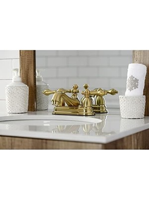 Brass KS3607AL Restorasyon 4" Centerset Banyo Bataryası, Fırçalanmış Pirinç, 6.38 x 4.5 x 3.06