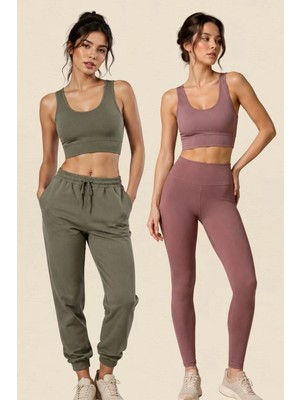 Fevien Kadın 2'li Paket Kalın Askılı Toparlayıcı Pedli Fitilli Dalgıç Kaşkorse Spor Sütyeni Bralet Esnek Rahat Günlük Yoga Fitness Pilates Destekli Dikişsiz Görünüm Crop Top Askılı Spor Üst