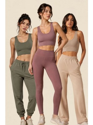 Fevien Kadın 3'lü Paket Kalın Askılı Toparlayıcı Pedli Fitilli Dalgıç Kaşkorse Spor Sütyeni Bralet Esnek Rahat Günlük Yoga Fitness Pilates Destekli Dikişsiz Görünüm Crop Top Askılı Spor Üst