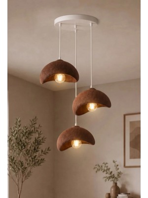 the mr east Beton Görünümlü 3 Lü Dekoratif Sarkıt Avize 30X22 cm Pla Modern Ev Aydınlatması