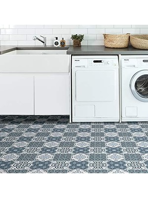 Floorpops Wallpops FP2951 Leyton Peel & Stick Floor Tiles Yer Karosu, Mavi