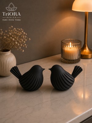 Triora Design Ikili Kuş Dekor Objesi – Modern Minimal Ev Dekoru, Salon ve Ofis Biblosu