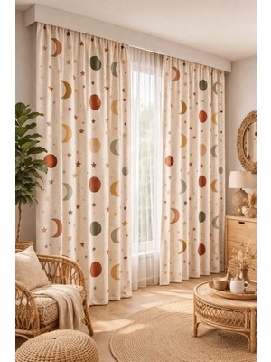 Beydex 140X260 Ölçüsünde 2 Adet Bohem Fon Perde. Boho Tarz Koleksiyon Ürünü.