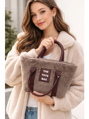 Sargınlar Kadın Yumuşak Peluş Tote Bag – Kışlık Şık Omuz ve El Çantası
