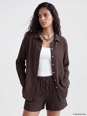 LC Waikiki Oversize Müslin Kadın Gömlek  (S6)
