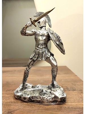 Antioch Art and Design Truva Savaşçısı Hector Biblo 24 cm Özel Tasarım Dekoratif Heykel Ev ve Ofis Dekoru Hediyelik