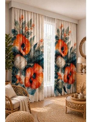 Beydex 100X250 Ölçüsünde 1 Adet Salon ve Yatak Odası Fon Perde Baskılı Fon Perde