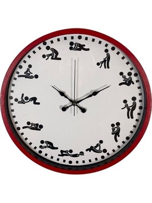 Toa Kamasutra Temalı (Pozizyonlu) Duvar Saati Kırmızı