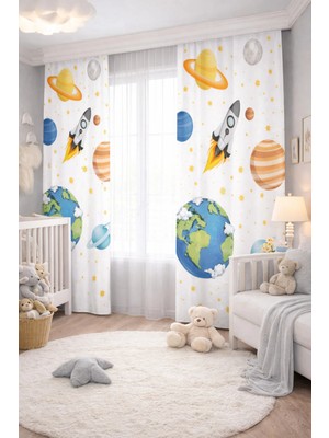 Beydex 140X260 Ölçüsünde 2 Adet Bebek Odası Çocuk Odası Baskılı Fon Perde