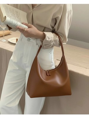 Sargınlar Loop Vintage Çift Fermuarlı El Kol ve Omuz Çantası Taba