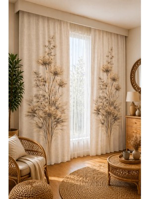 Beydex 100X250 Ölçüsünde 1 Adet Salon ve Yatak Odası Fon Perde Baskılı Fon Perde