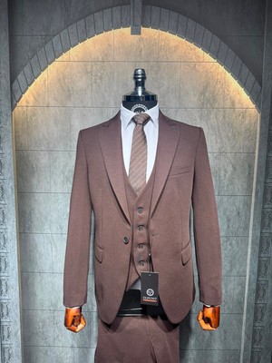 Dupont Classics Dupont Erkek Yelekli Takım Elbise - Likralı Zara Kumaş Slim Fit Kırlangıç Yaka 6 Drop