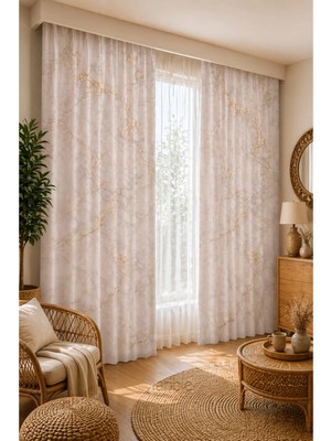 Beydex 100X250 Ölçüsünde 1 Adet Salon ve Yatak Odası Fon Perde Baskılı Fon Perde