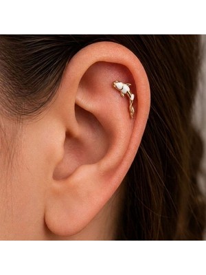 Koi Sedefli Beyaz Piercing (Sol Kulak)