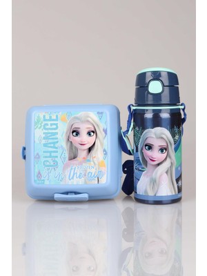 Disney Dekomus Ile Lisanslı Frozen Salto Hıdden Truth Çelik Matara 500 ml ve 2 Katlı Beslenme Kabı Yemek Seti