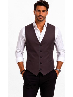 Mentor Regalo Erkek Yelek V Yaka Koyu Bordo Armürlü 54103