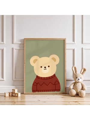 Luxor Pixels (Çerçevesiz) Teddy Bear Yeşil Çocuk Odası Poster