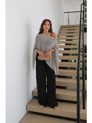 Havoş Siyah Pavel Beli Lastikli Dökümlü Pantolon