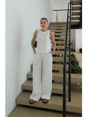 Havoş Beyaz Judge Bluz Pantolon Denim Takım