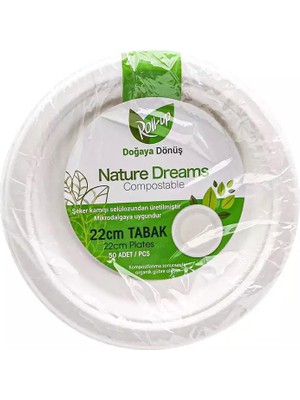 Get Store Roll-Up Nature Ekolojik Karton Kağıt Parti Tek Kullanımlık Tabak - 22 Cm. - 50 Adetlik 1 Paket