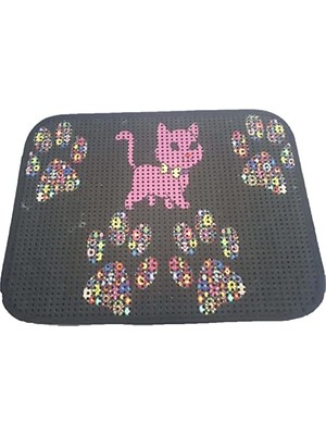 Get Store Elekli Desenli Kedi Tuvalet Önü Paspası 60 x 45 cm Pembe Kedi