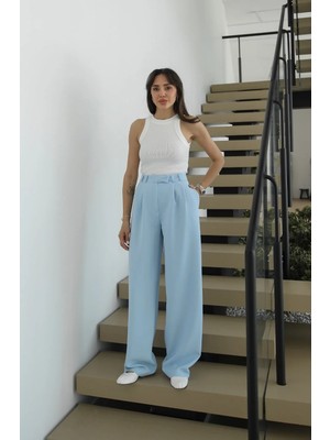 Havoş Bebe Mavisi Pleated Palazzo Pantolon