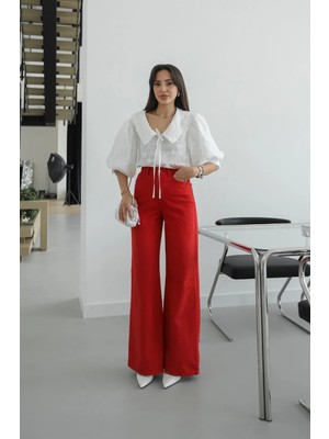 Havoş Kırmızı Wide Leg Jean