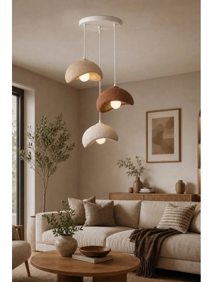 the mr east Beton Görünümlü 3'lü Sarkıt Avize 30X22CM Plastik Loft Iskandinav Bohem Ayarlanabilir Yükseklik Toz Tutmaz A Sınıfı (Açık Kahve, Beyaz, Koyu Kahve)