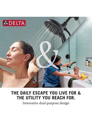 Seraç 4-Spray IN2ITION 2'si 1 Arada Çift Duş Başlığı, Elde Taşınır Duş Başlığı, Dokunmatik Temiz Mat Siyah Hortumlu Duş Başlığı, Çıkarılabilir Duş Başlığı, Elde Tutulan Duş Başlığı, Mat Siyah 75486CBL