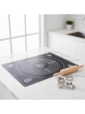 Seraç 40X50 cm Silikon Hamur Açma Matı - Yapışmaz ve Kaymaz Ölçülü Hamur Yoğurma Matı - Mantı, Ekmek, Makarna ve Pasta Için Gıda Sınıfı Silikon Mutfak Hazırlık Gereci (Renk Stok Durumuna Göre Gönderilir.)