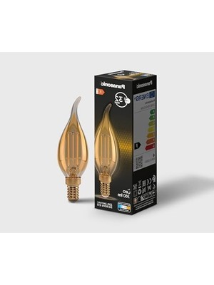 Aesco E14 Flame 4W 360LM 2000K Gold Filament Ampul, Enerji Tasarruflu