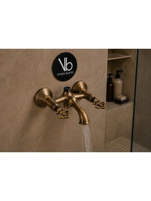 Vitrinbanyo Osmanlı Antik Duvar Tipi Banyo Bataryası – Çift Açma Kolu – Pirinç Gövde Vintage Tasarım