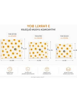 Aesco 3'lü Vakumlu Saklama Seti, Şeffaf Ön Yüz ile Düzenleme