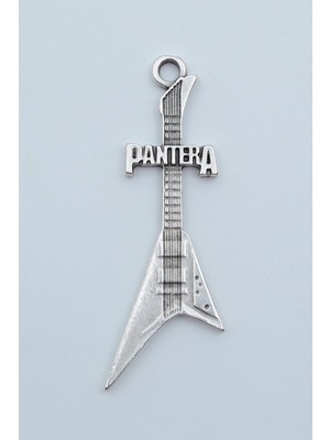 Alooya Pantera Elektro Gitar Gümüş Kaplama Kolye Ucu