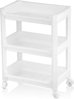 Go İthalat Rafty Geniş 3 Katlı Tekerlekli Sepet Organizer Düzenleyici Raf Ünitesi 352X220X480MM (5468)