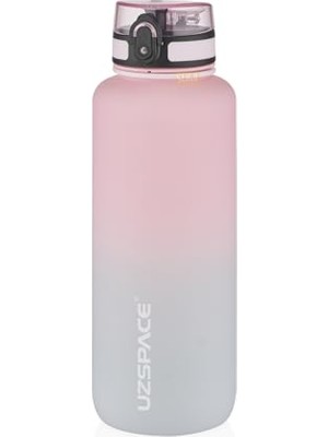 Get Store Uzspace 1500ML Çift Renkli Sızdırmaz Bpa Içermez Kilitlenebilir Kapaklı Motivasyonel Tritan Su Matarası (Pembe-Gri)