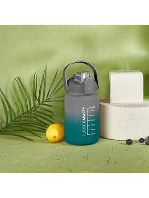 Get Store - Briella 1000 ml Pipetli Motivasyon Matara (Yeşil - Gri)