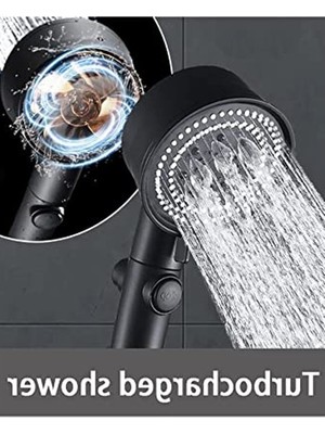 Aesco Su Tasarruflu Siyah Turbo Fan Duş Başlığı, Yüksek Basınçlı