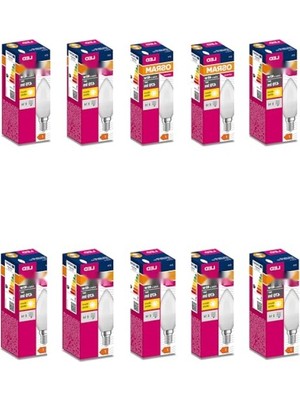 Aesco 10'lu Mum LED Ampul Seti - 4.9W, E14, Sarı Renk
