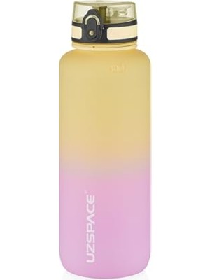 Get Store Uzspace 1500ML Çift Renkli Sızdırmaz Bpa Içermez Kilitlenebilir Kapaklı Motivasyonel Tritan Su Matarası (Sarı-Lila)