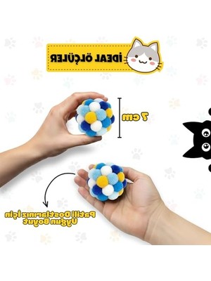 Aesco Çıngıraklı Ponpon Kedi Oyuncağı, Renkli ve Interaktif